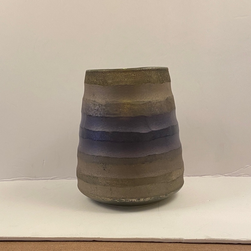 Textured Brown Purple and Lavender Glass Vase